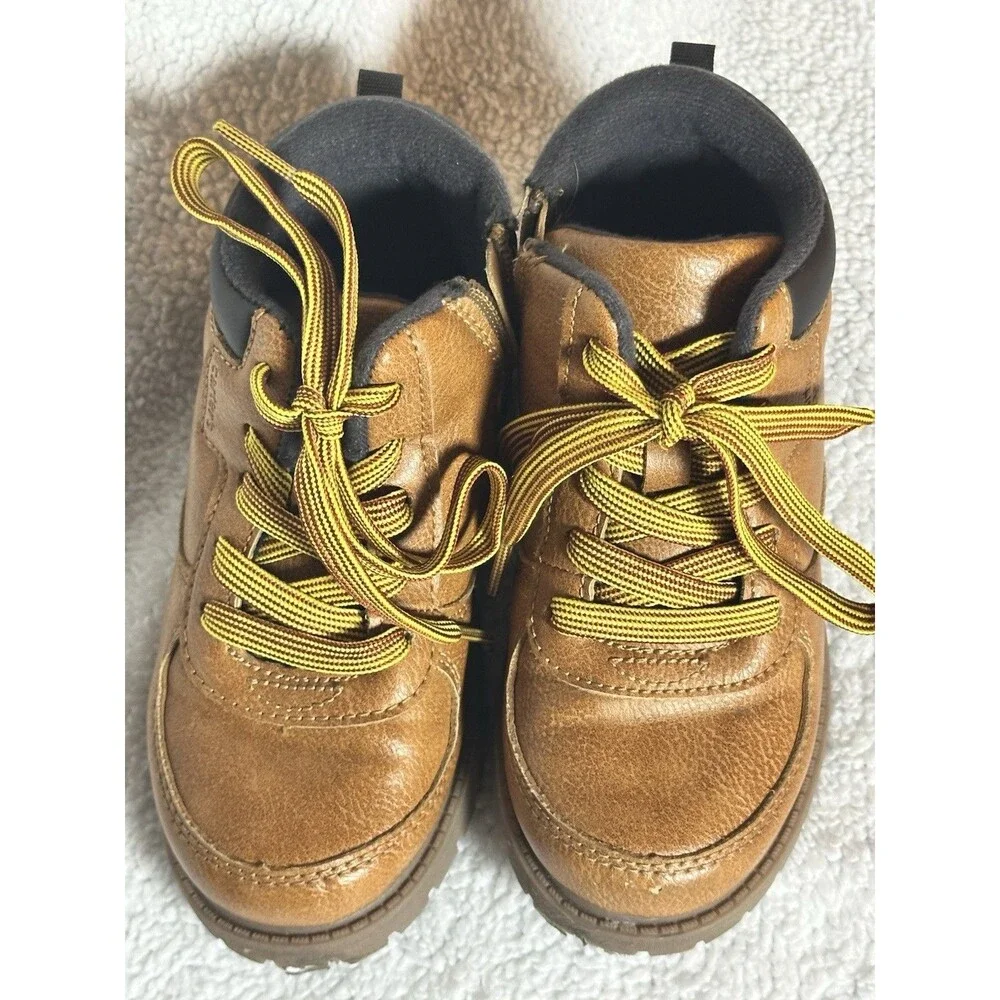 Carter’s Tan Leather Ankle Boots Boy’s Size 11M Laces And Zip Work Boots